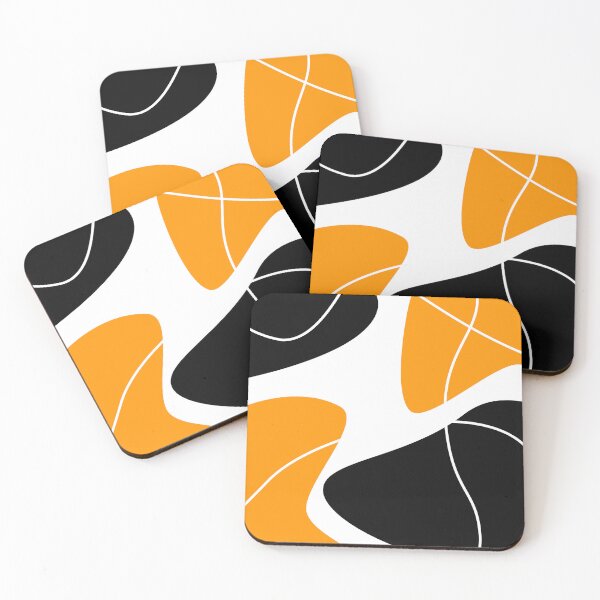 Item preview, Black and Orange Abstract Organic Shapes Pattern designed and sold by darkskinbender.