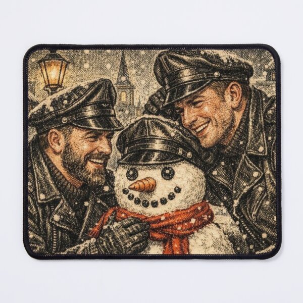 Item preview, 1940s Vintage "Wanna Build A Snowman?"Christmas Gay Leather Collection Pride Graphic Design designed and sold by ItsAKinkThing.