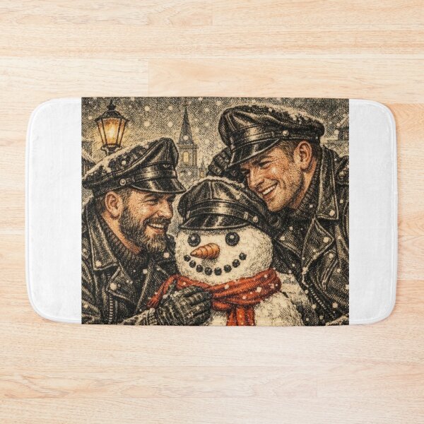 Item preview, 1940s Vintage "Wanna Build A Snowman?"Christmas Gay Leather Collection Pride Graphic Design designed and sold by ItsAKinkThing.