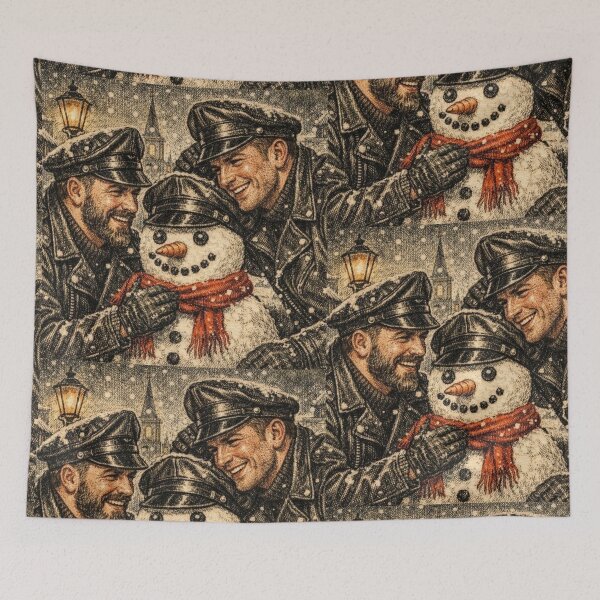 Item preview, 1940s Vintage "Wanna Build A Snowman?"Christmas Gay Leather Collection Pride Graphic Design designed and sold by ItsAKinkThing.