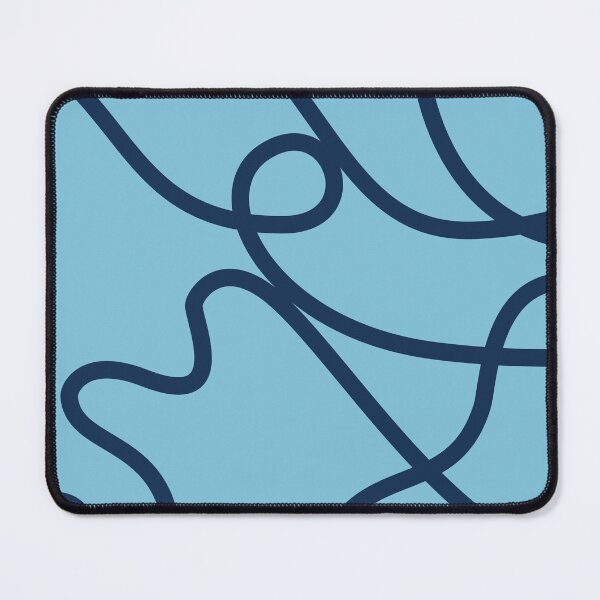 Item preview, Sky Blue and Navy Abstract Squiggle Line Art Pattern designed and sold by darkskinbender.