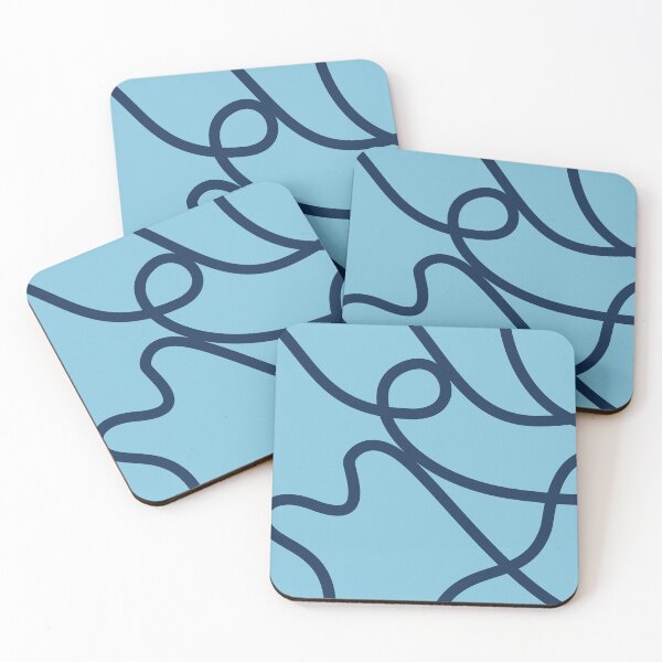Item preview, Sky Blue and Navy Abstract Squiggle Line Art Pattern designed and sold by darkskinbender.