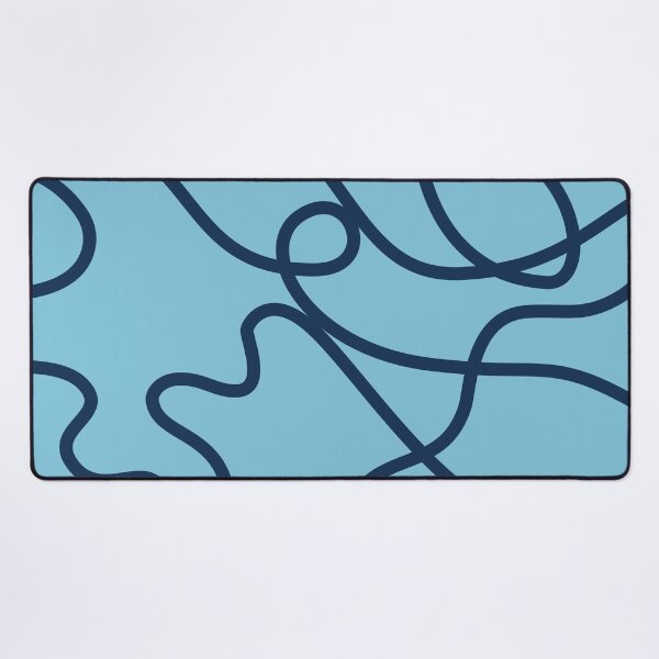Item preview, Sky Blue and Navy Abstract Squiggle Line Art Pattern designed and sold by darkskinbender.