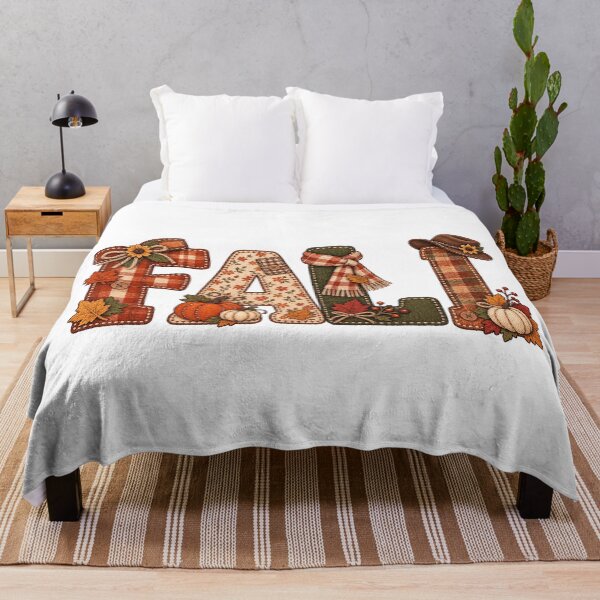 Item preview, Cozy Fall Plaid Patchwork Typography Autumn Floral Design designed and sold by ucpstudio.