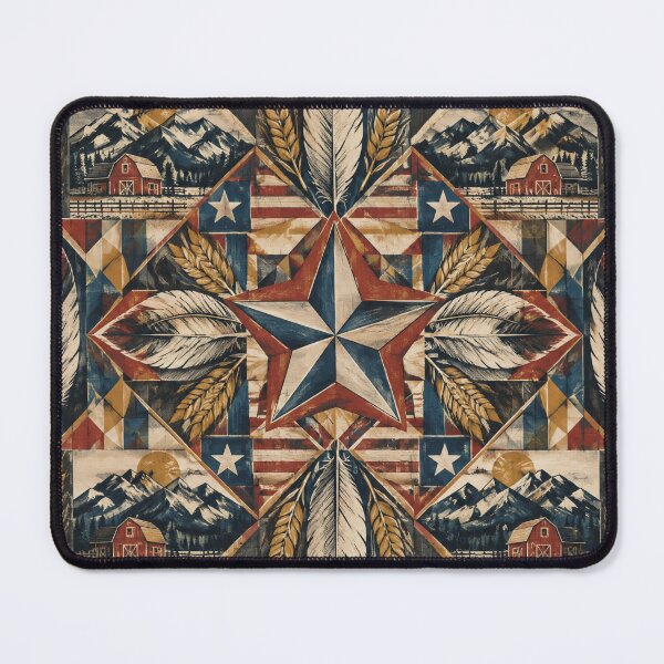 Item preview, Americana Farmhouse Quilt Star Mountain Pattern designed and sold by Avenuse style.