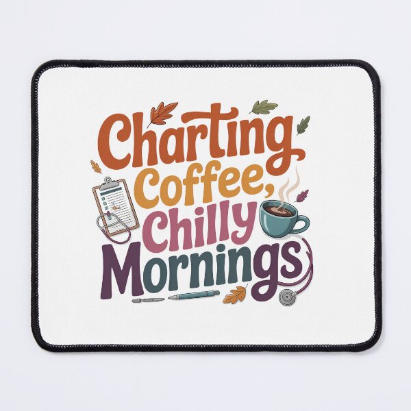 Item preview, Charting, Coffee, Chilly Mornings – Funny Fall Nurse Coffee Nursing Design designed and sold by CuteDesignables.
