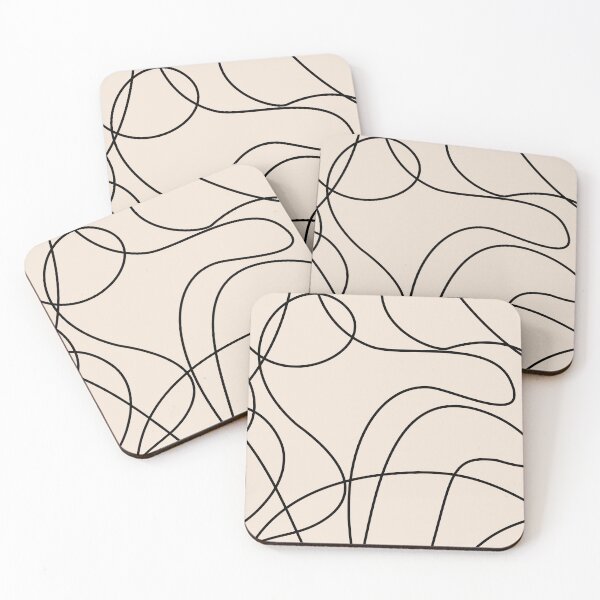 Item preview, Beige and Black Abstract Squiggle Line Art Pattern designed and sold by darkskinbender.