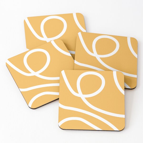 Item preview, Mustard Yellow Abstract White Squiggle Line Art Pattern designed and sold by darkskinbender.