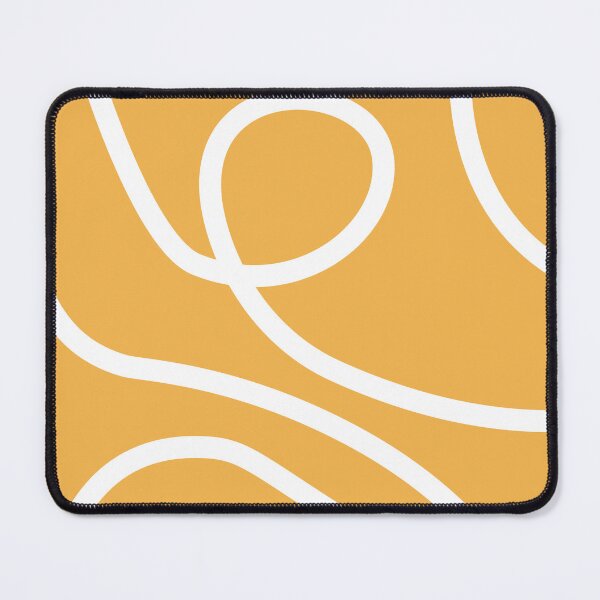 Item preview, Mustard Yellow Abstract White Squiggle Line Art Pattern designed and sold by darkskinbender.