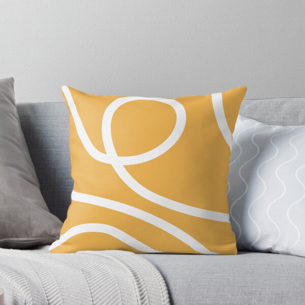 Item preview, Mustard Yellow Abstract White Squiggle Line Art Pattern designed and sold by darkskinbender.
