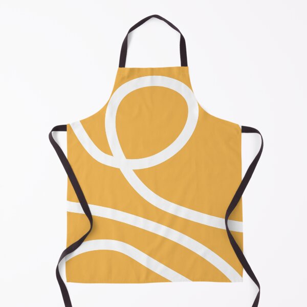 Item preview, Mustard Yellow Abstract White Squiggle Line Art Pattern designed and sold by darkskinbender.