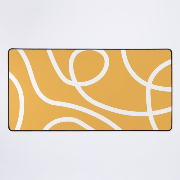 Item preview, Mustard Yellow Abstract White Squiggle Line Art Pattern designed and sold by darkskinbender.