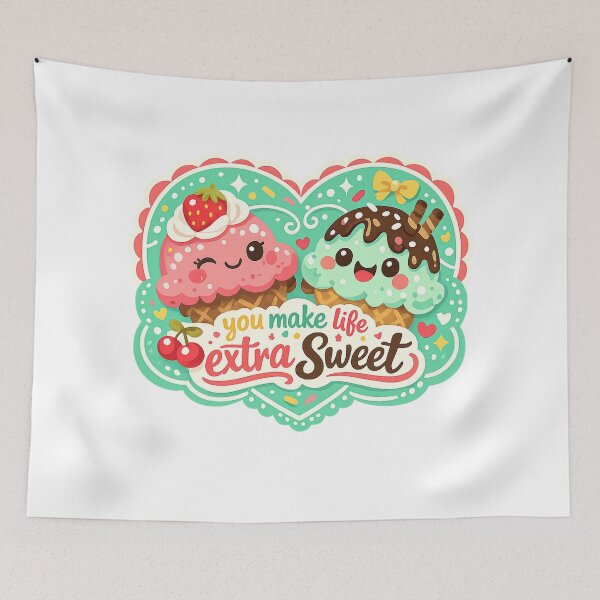Item preview, You Make Life Extra Sweet Cute Ice Cream Kawaii Dessert Love Art Design designed and sold by inkoutninja.