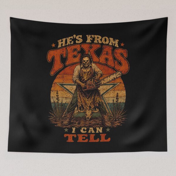 Item preview, Hes From Texas I Can Tell Chainsaw Horror Halloween Costume designed and sold by PAROSSA.