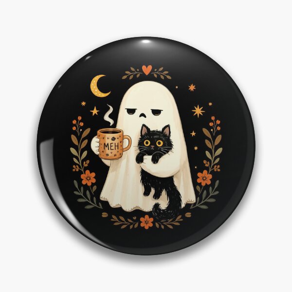 Item preview, Halloween Ghost Holding Black Cat Funny designed and sold by nosu-art-pod.