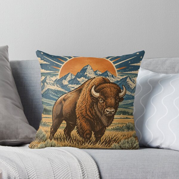 Item preview, American Bison Sunset Mountain Wilderness Poster designed and sold by Avenuse style.