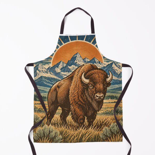 Item preview, American Bison Sunset Mountain Wilderness Poster designed and sold by Avenuse style.