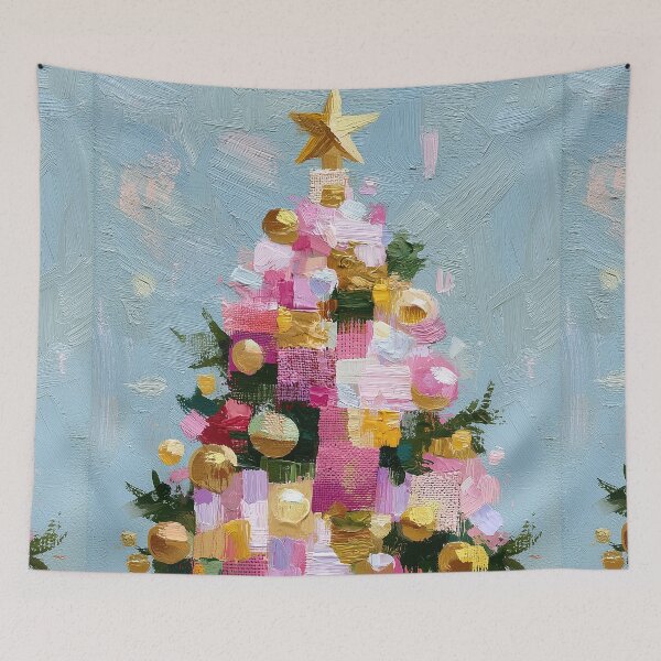Item preview, Textured Impasto Abstract Christmas Tree Art designed and sold by colorful-white.