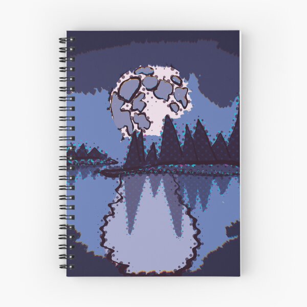 Item preview, Cosmic Lake Twilight Scenery of Trees on Water with Night Sky Abstract Halftone designed and sold by ZodiacGradient.