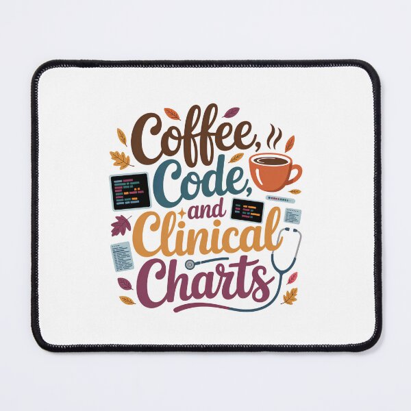 Item preview, Coffee, Code And Clinical Charts – Funny Nursing Informatics Healthcare IT Design designed and sold by CuteDesignables.