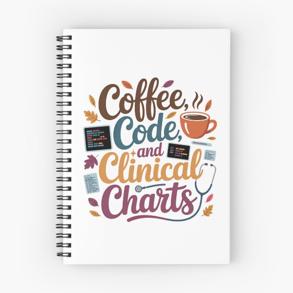 Item preview, Coffee, Code And Clinical Charts – Funny Nursing Informatics Healthcare IT Design designed and sold by CuteDesignables.