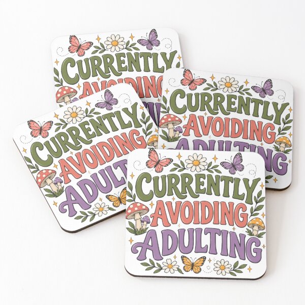 Item preview, Currently Avoiding Adulting Funny Floral Mushroom Butterfly Quote designed and sold by TibbuTees.