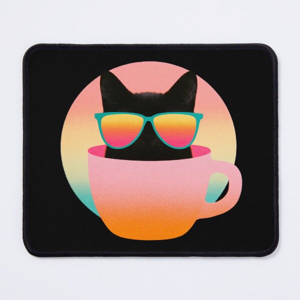 Item preview, Retro Colorful Cat Wearing Sunglasses in a Pink Cup Pop Art Illustration With Gradient Background designed and sold by KanDa-Shop.