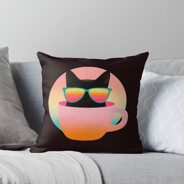 Item preview, Retro Colorful Cat Wearing Sunglasses in a Pink Cup Pop Art Illustration With Gradient Background designed and sold by KanDa-Shop.