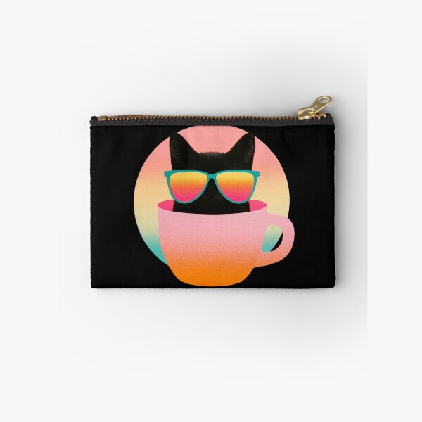 Item preview, Retro Colorful Cat Wearing Sunglasses in a Pink Cup Pop Art Illustration With Gradient Background designed and sold by KanDa-Shop.
