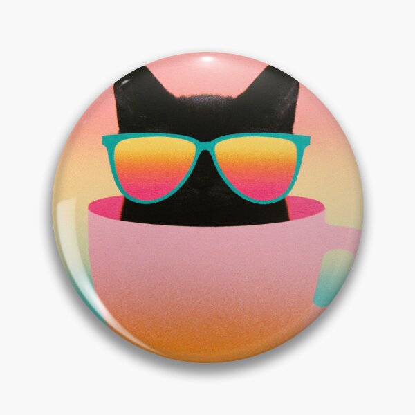 Item preview, Retro Colorful Cat Wearing Sunglasses in a Pink Cup Pop Art Illustration With Gradient Background designed and sold by KanDa-Shop.