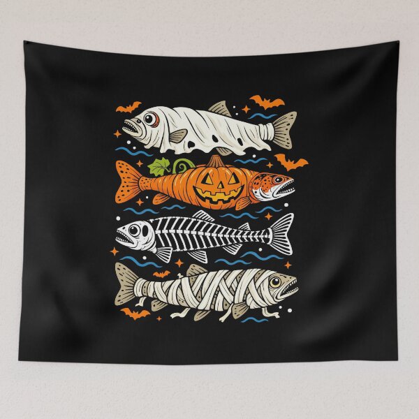 Item preview, Ghost Skeleton Trout Fish Funny Halloween Fishing designed and sold by nosu-art-pod.