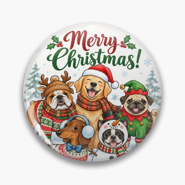 Item preview, Merry Christmas Dogs Winter Pattern Illustration designed and sold by SayMaria.