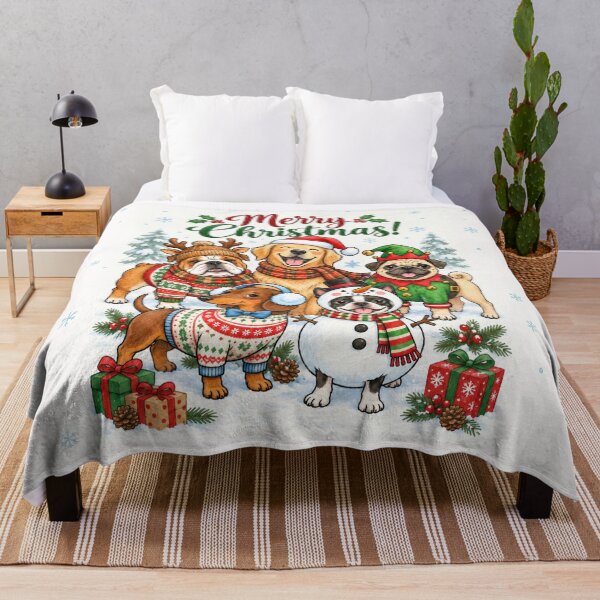 Item preview, Merry Christmas Dogs Winter Pattern Illustration designed and sold by SayMaria.