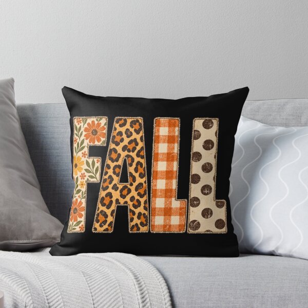 Item preview, Distressed Mixed Pattern FALL Lettering | Retro Floral, Leopard & Gingham Autumn Varsity Chic designed and sold by BumbleBloom7.