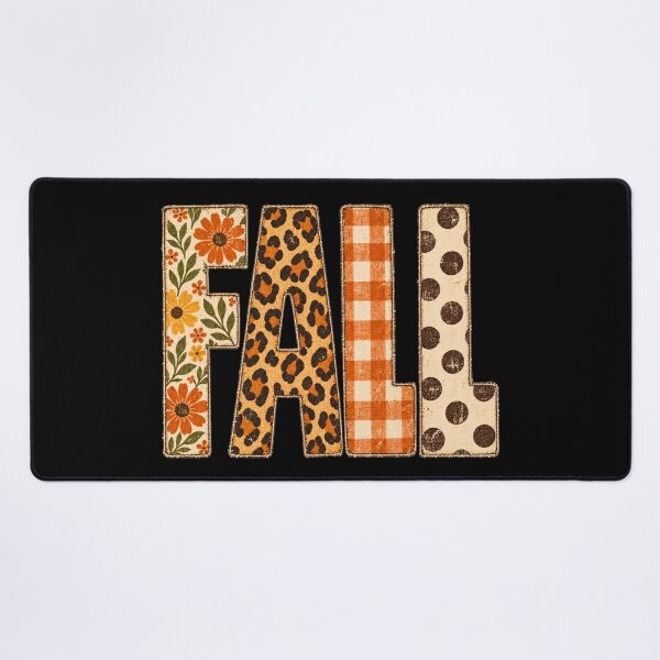 Item preview, Distressed Mixed Pattern FALL Lettering | Retro Floral, Leopard & Gingham Autumn Varsity Chic designed and sold by BumbleBloom7.