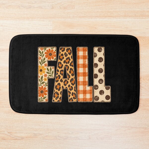 Item preview, Distressed Mixed Pattern FALL Lettering | Retro Floral, Leopard & Gingham Autumn Varsity Chic designed and sold by BumbleBloom7.