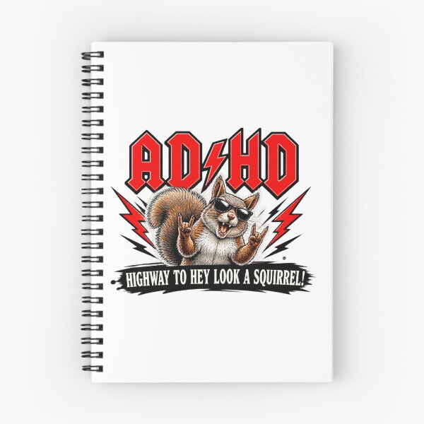 Item preview, Diseño humorístico sobre el TDAH con ilustración de una autopista y una ardilla. designed and sold by Milk McLactose.