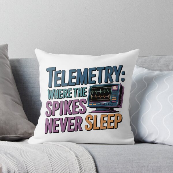 Item preview, Telemetry: Where the Spikes Never Sleep – Funny Telemetry Nurse Cardiac Monitoring Design designed and sold by CuteDesignables.