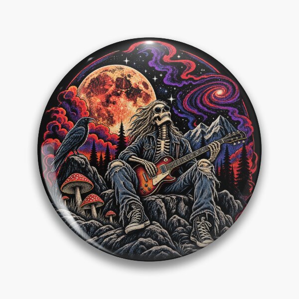 Item preview, Skeleton Guitarist Under the Blood Moon – Dark Heavy Metal Rock designed and sold by FakePeopleSuck.