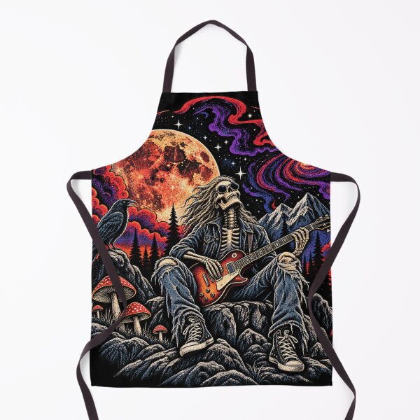 Item preview, Skeleton Guitarist Under the Blood Moon – Dark Heavy Metal Rock designed and sold by FakePeopleSuck.
