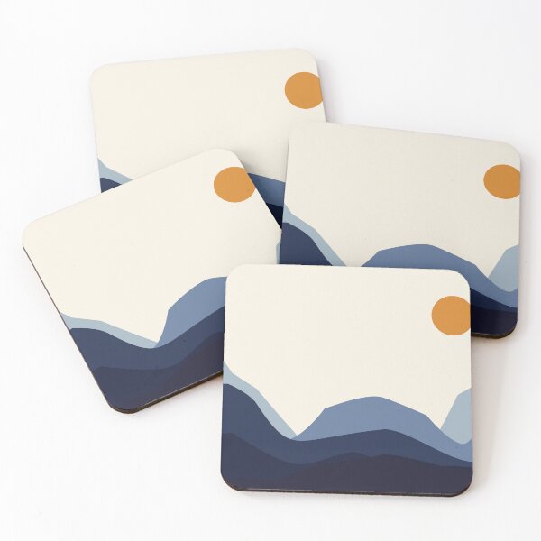 Item preview, Blue Mountains and Orange Sun Minimalist Landscape designed and sold by darkskinbender.