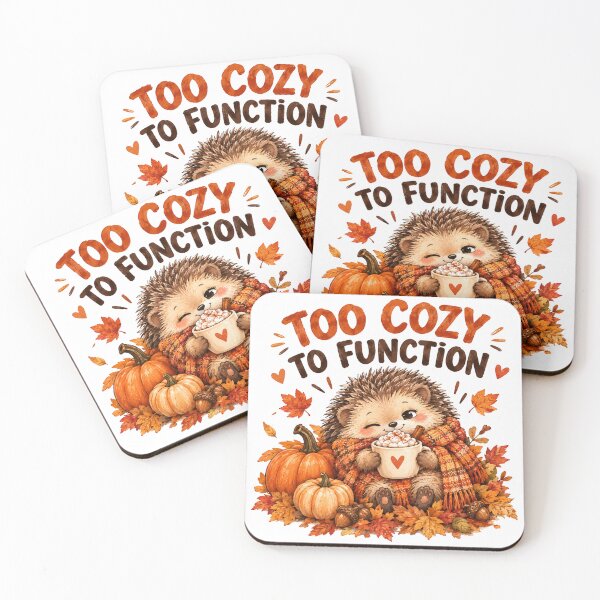 Item preview, Too Cozy to Function – Cute Autumn Hedgehog with Hot Cocoa designed and sold by DreamyBrushArt.