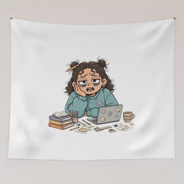 Item preview, College Survival Mode Funny Tired Student Girl Sticker designed and sold by     Fatma Creates.