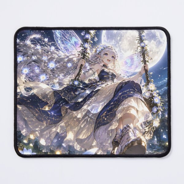 Item preview, Moonflower Fairy Swinging in Midnight Garden designed and sold by sigmaartstudio.