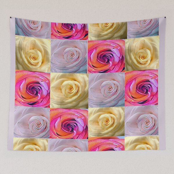 Item preview, Pastel Rose Grid Collage – Vibrant Pink, Cream & Magenta Rose Pattern designed and sold by BalkanBloomArt.