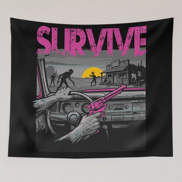 Item preview, Zombie Apocalypse 02 Survive Sunset Roadside Scene T-shirt , Retro Drive-In designed and sold by elmanchour.