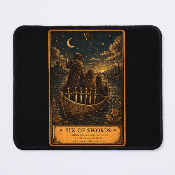 Item preview, Six of Swords Tarot Card - Transition & New Beginnings Art designed and sold by ArcanaAbsolute.