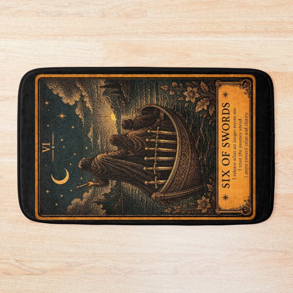 Item preview, Six of Swords Tarot Card - Transition & New Beginnings Art designed and sold by ArcanaAbsolute.