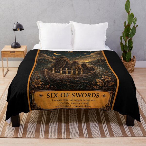 Item preview, Six of Swords Tarot Card - Transition & New Beginnings Art designed and sold by ArcanaAbsolute.