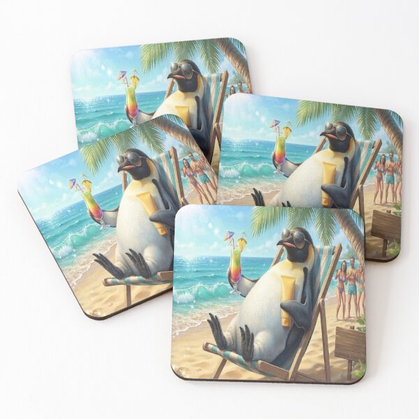 Item preview, Funny Cool Penguin Relaxing Beach Vacation Sunglasses Cocktail Art designed and sold by AfresStudio.